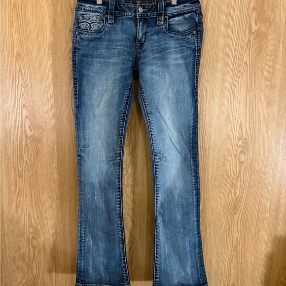 Rock Revival ‘Julee’ Bootcut Faded Blue Jeans with Detailed Stitching - Picture 2 of 7